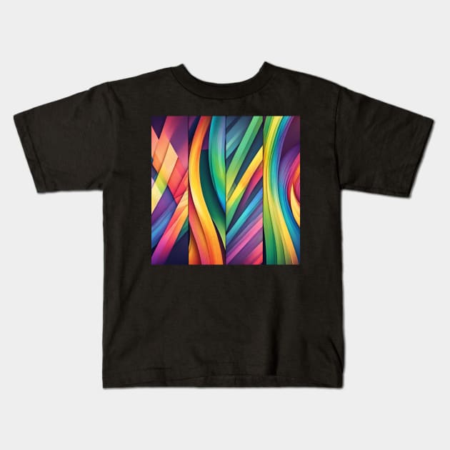 Three-dimensional colorful lines Kids T-Shirt by Studio468